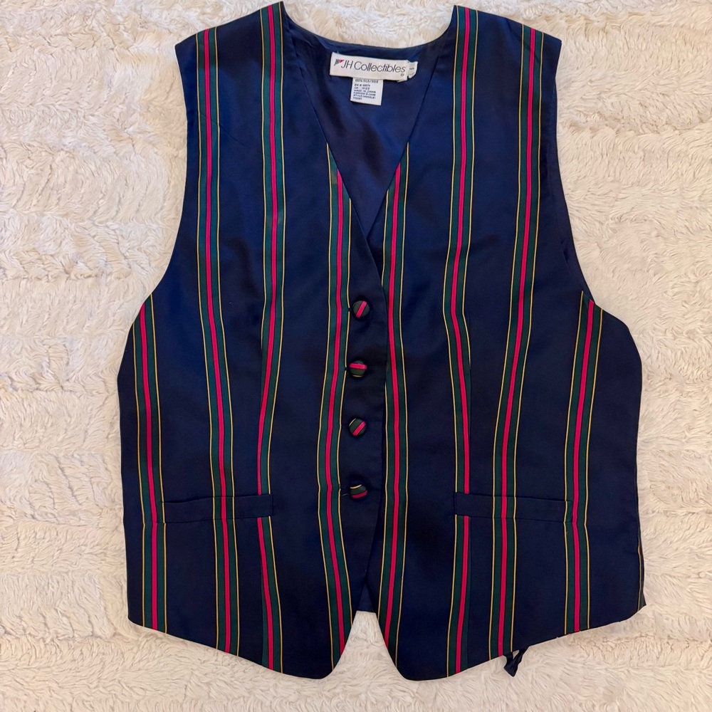 Vintage J.H. Collectibles size 6 100% Silk Vest | Preppy Statement Piece